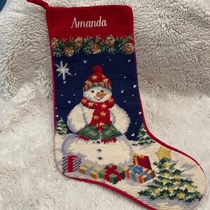 Festive Snowman Christmas Stocking - Red and Blue